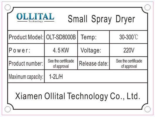 attrezzatura 220V-450V dell'essiccatore di spruzzo del laboratorio 2L una garanzia da 1 anno