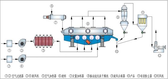 Asciugatrice a letto fluidizzata ad alta efficienza energetica con sistema di controllo PLC e capacità di 100-1000 kg/h